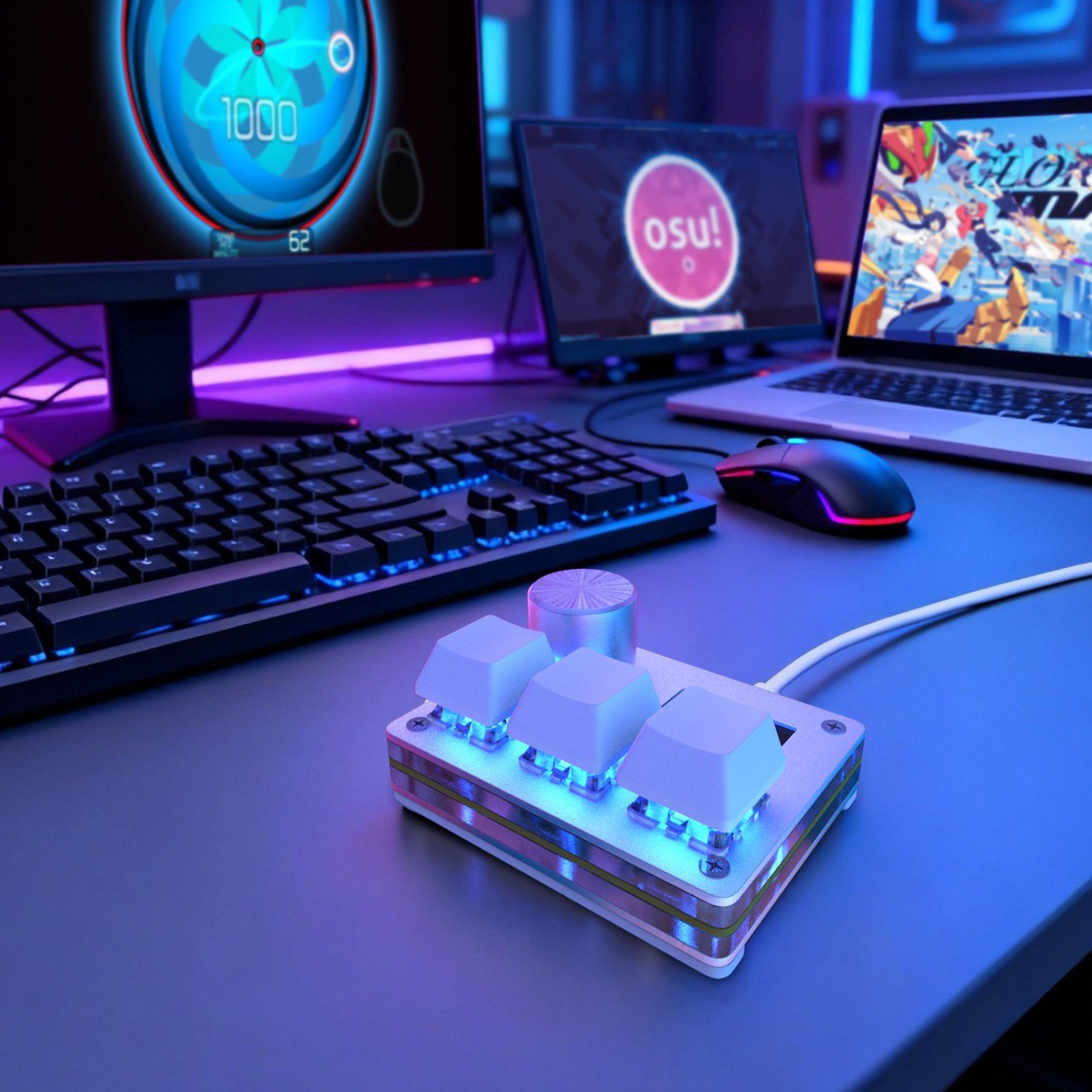 O3C keypad in a gaming workspace